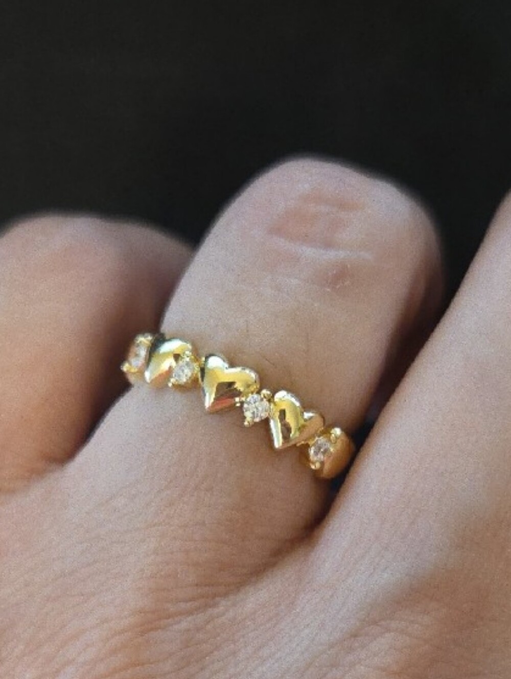 Stampato Heart and CZ Band Ring - Women's Gold Tone Size 5 NIB